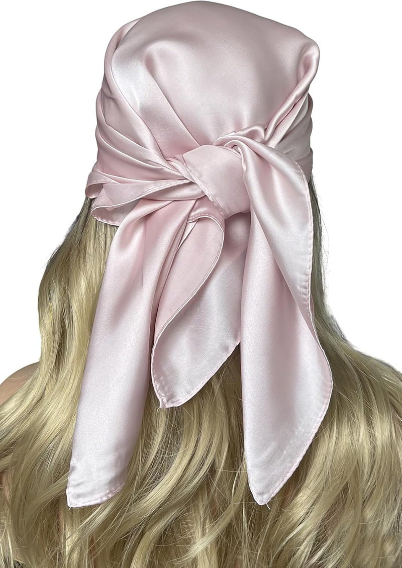 Chung Women's Square Satin Scarf 27.5" Bandanas Solid 50s Retro Neck Scarves Emulation Silk Handbag Hair Ribbons Necktie - Image 3